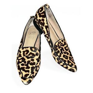 FRANCO SARTO Women's Studio Pointed Toe Leopard Calf Hair Flat Loafers US Size 7